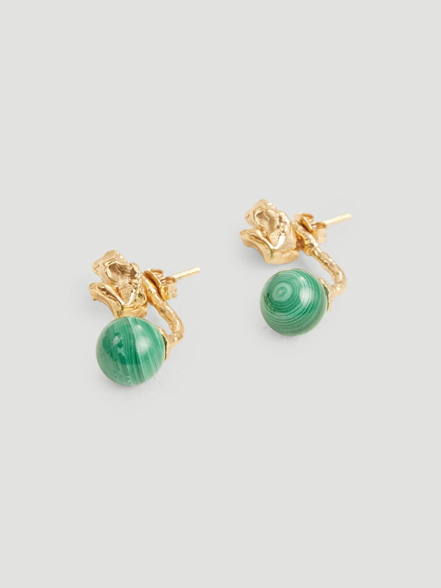 Meya Gold Malachite Earrings