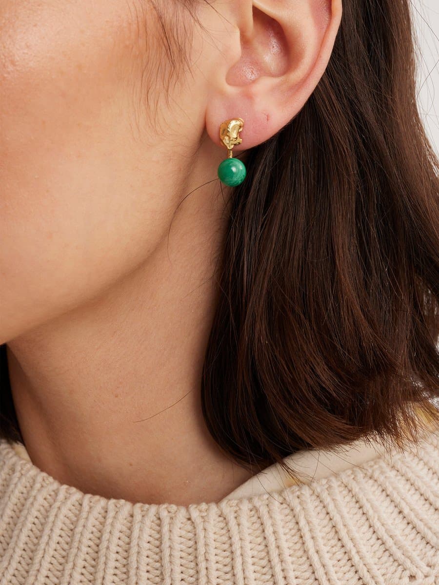 Meya Gold Malachite Earrings