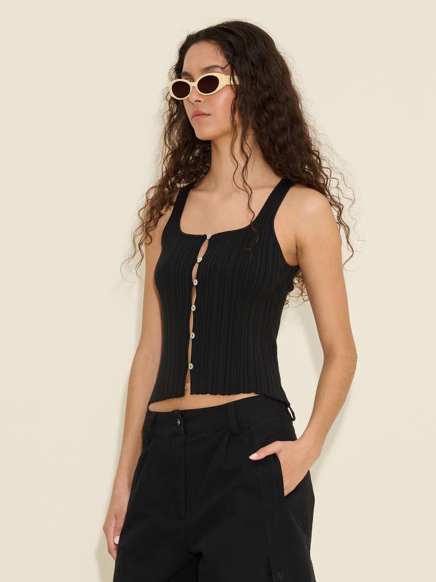 Uneven Rib Knit Singlet