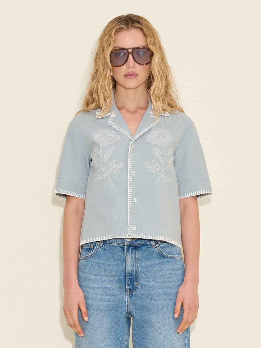 Gorti Cropped Embroidery Shirt