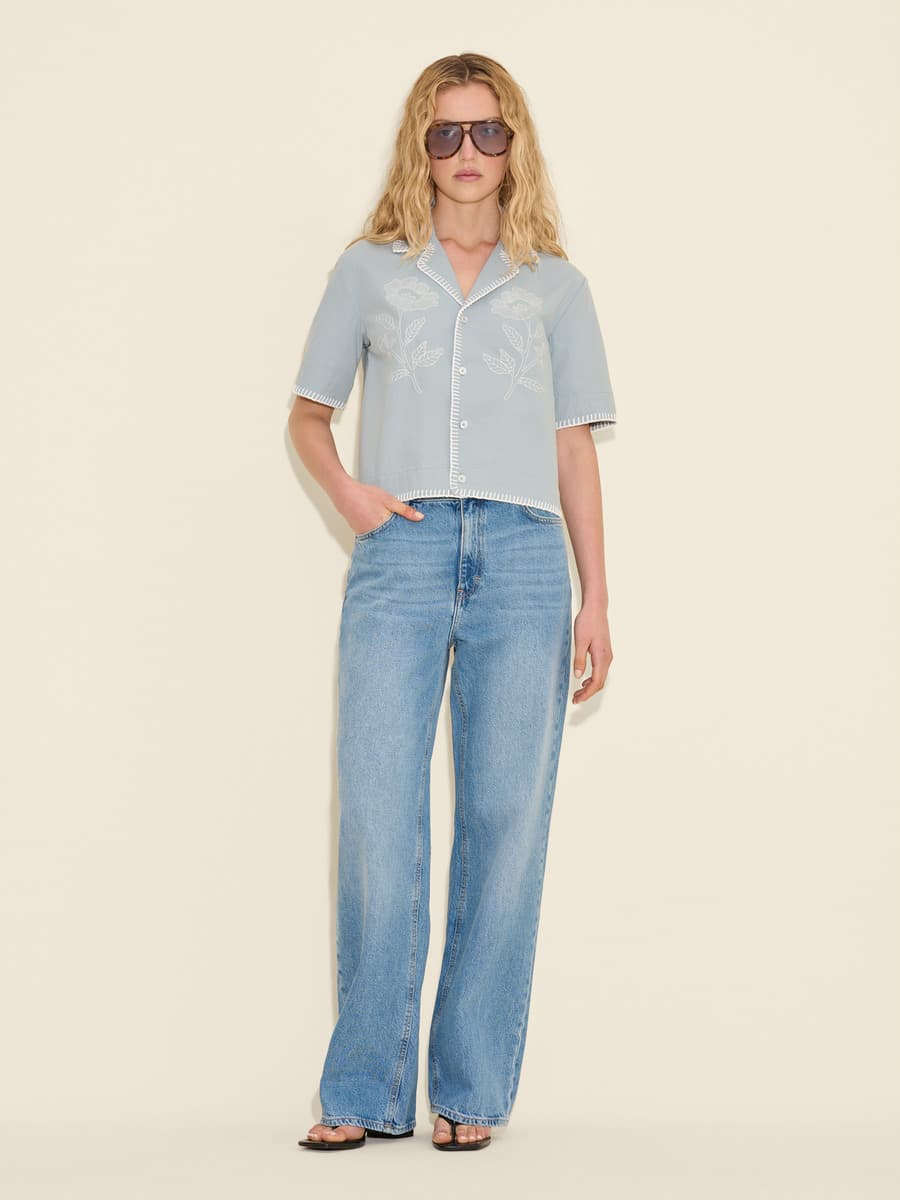 Gorti Cropped Embroidery Shirt