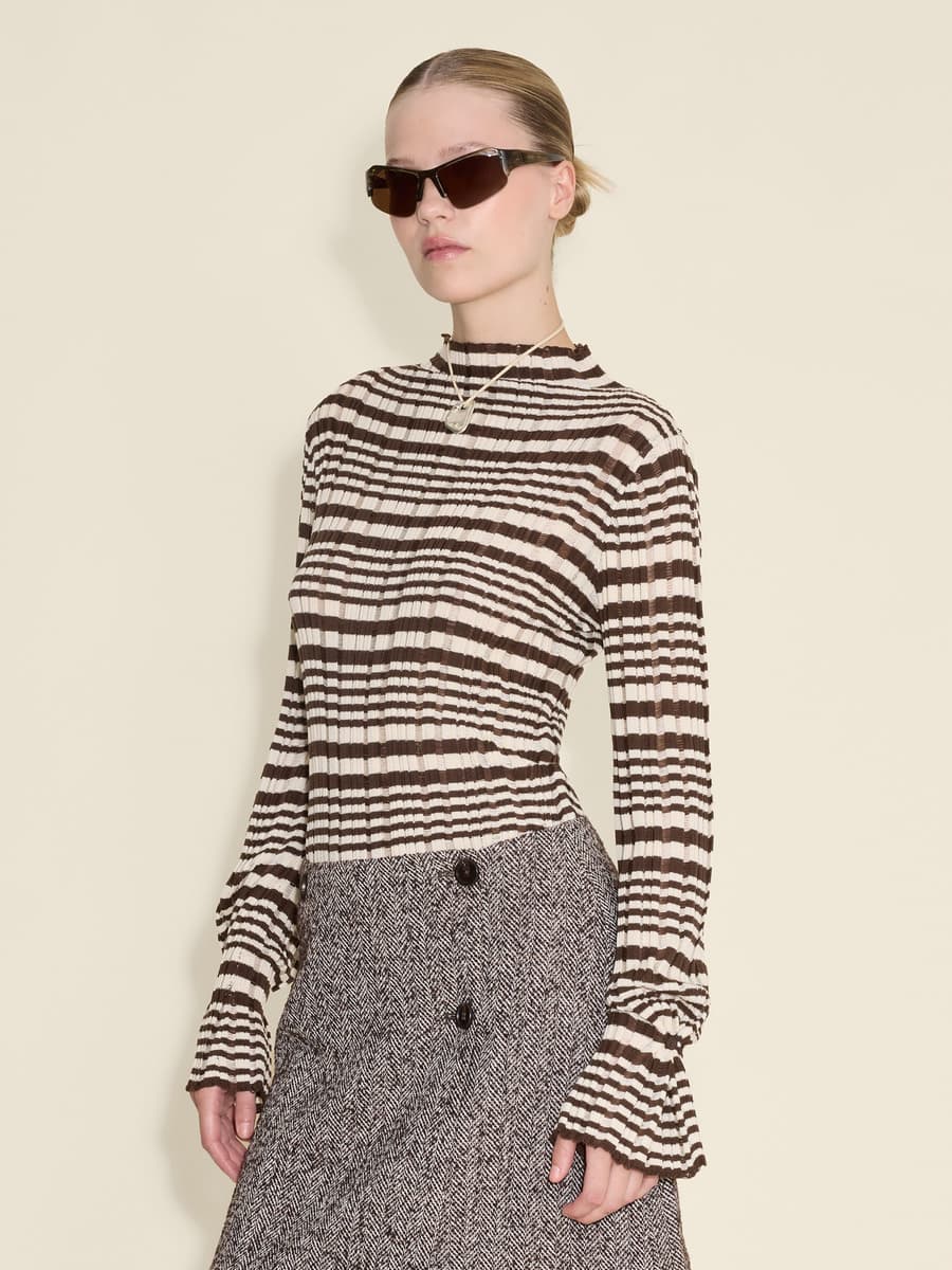 Rib Stripe Turtleneck