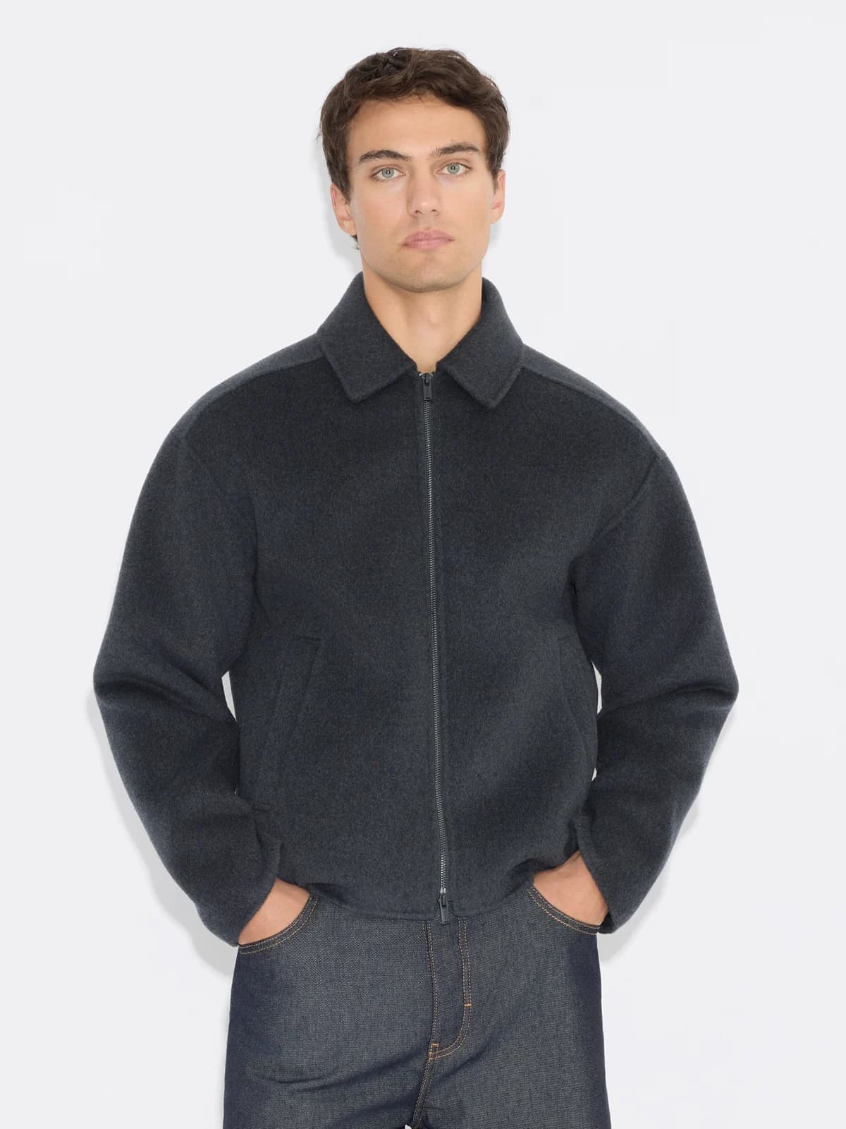 Chive Zip-Up Wool Jacket
